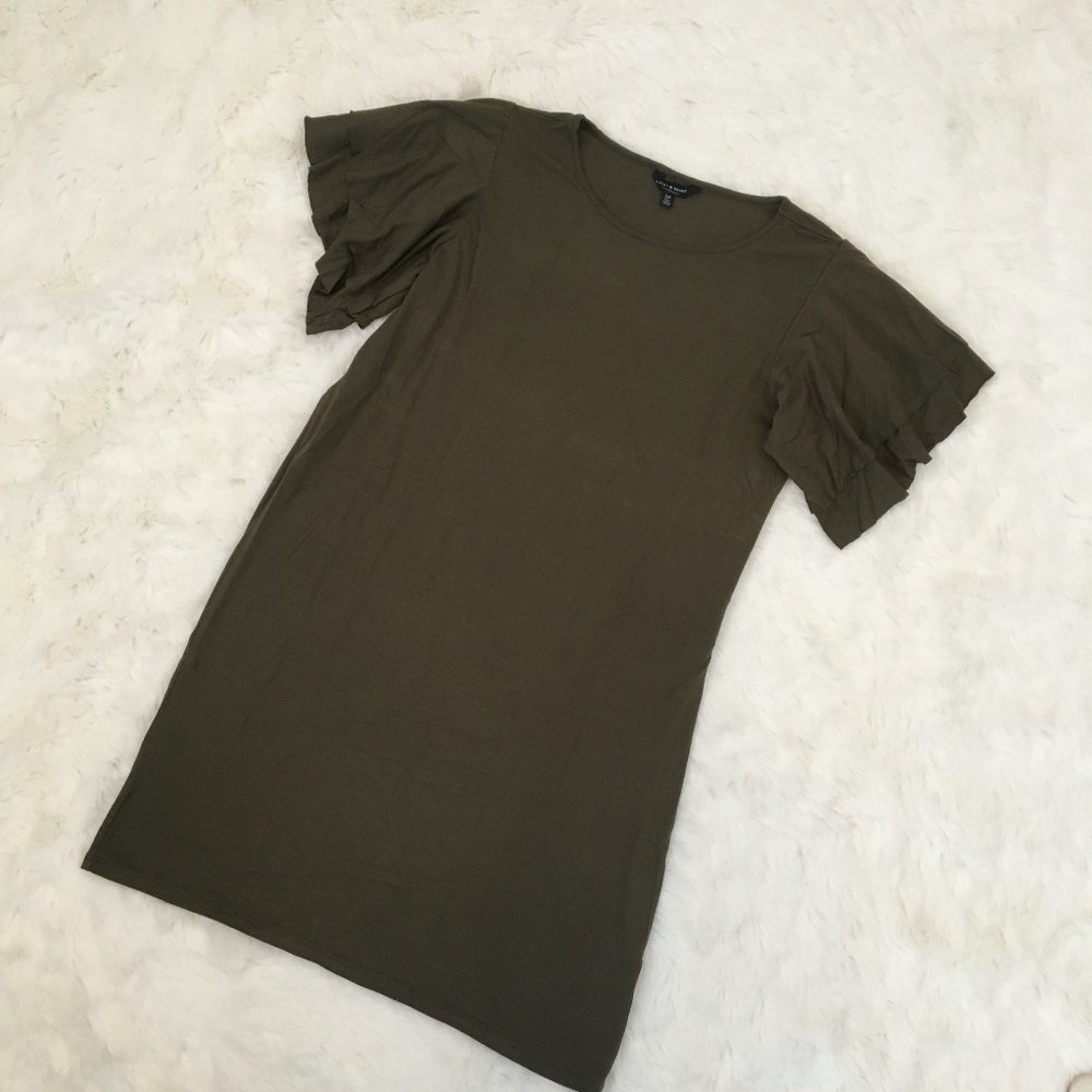 Lucky Brand Green Flutter Sleeve T-Shirt Dress S